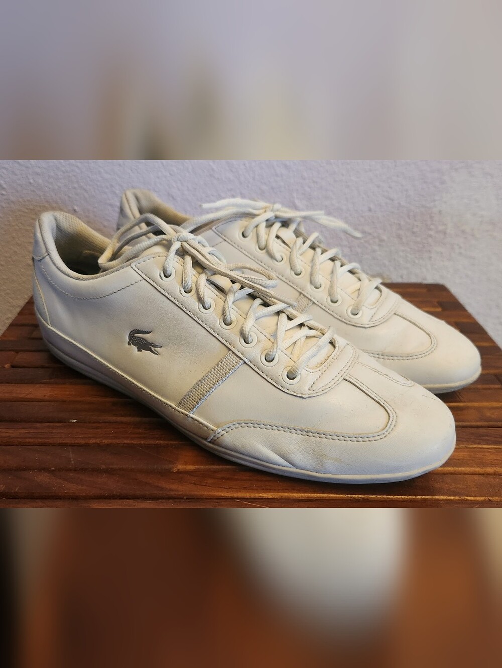 Lacoste Misano Men's White Leather Lace-Up Sneakers Size 10